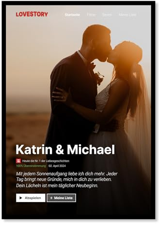 Netflix Film Cover Poster mit Foto - Personalisiertes Wandbild mit Rahmen & Premium Fotopapier | Geschenk zum Jahrestag, Valentinstag, Weihnachten oder Geburtstag | Geschenk Für Paare (Hochformat)