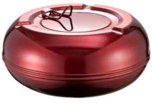 Posacenere, Posacenere da esterno con coperchio, posacenere da esterno moderno in acciaio inossidabile, Portacenere per Ufficio(Rot,12cm)