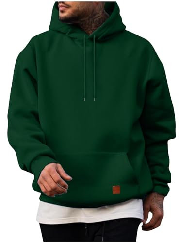 Ybing Warehouse Deals Angebote Hoodie Herren Einfarbig Kapuzenpullover Casual Sweatshirt mit Kapuze Schlank Kapuzenpulli Warme Hoody Oberteile Kordelzug Tasche Herrenpullover Bequem Winter