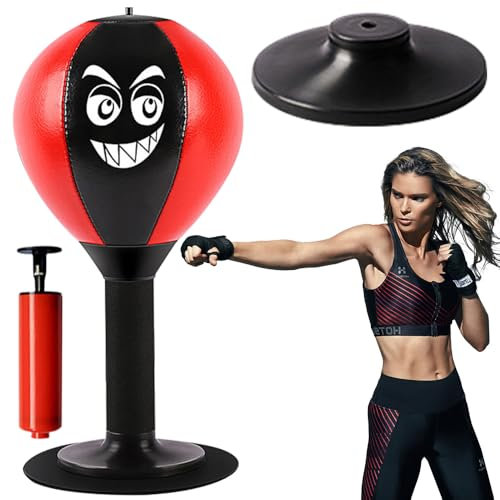 HIULLEN Punchingball Tisch, Büro Punchingball, Desktop Boxsack Mit Starken Saugnäpfen, Punching Ball Set für Bürotisch und Theken, Antistress Boxsack für Erwachsene, Kinder, Zuhause, Büro, Schule