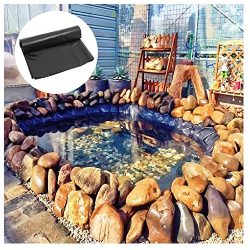 TONGQIC Teichfolie aus Gummi für Fischteiche, 0,2 mm dick, Teichfolie, Stoff, für künstliche Teiche, Bäche, Springbrunnen, einfach zu verlegen (Farbe: Schwarz, Größe: 7,5 x 7,5 m)