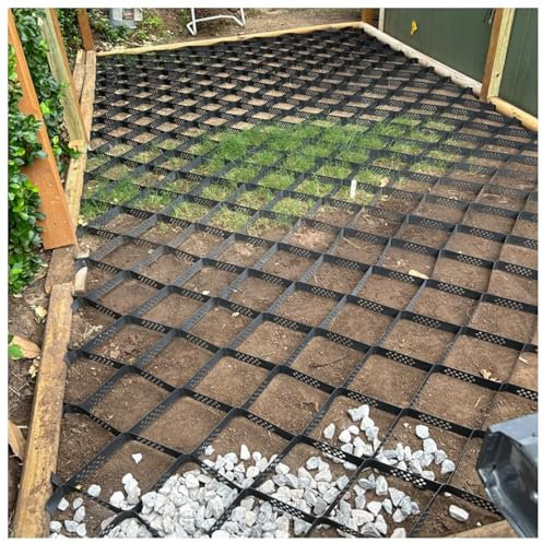 Kiesgitter Kiesmatten Bodenwabe Schlammkontrolle Bodengitter - DIY-Kies Terrassenunterlage / Anhängerunterlage, Durchlässig Geogitter Gartenpflaster Parkflächen Stabilisierungsroste(4/10cm High,16x32