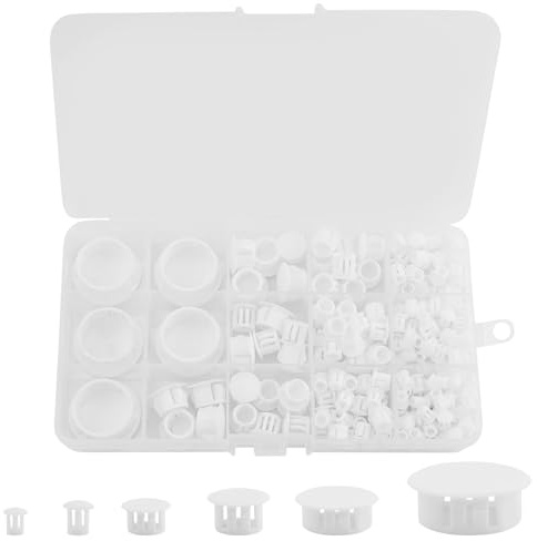 215 STK Bohrloch Abdeckkappen für Bohrlöcher, weiße Kunststoff Lochstopfen, Möbel Blindstopfen Abdeckstopfen Kunststoff Plattenlochstopfen, Rohrabdeckung Lochabdeckung Stopfen, 5mm/6mm/8mm/10mm/13mm