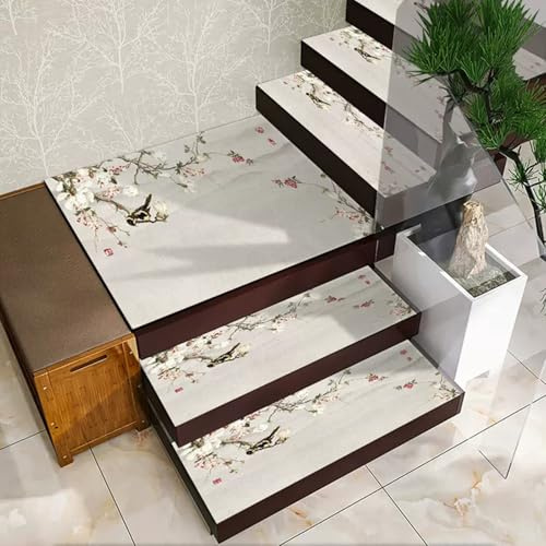 SAOGERUL Gradini per Scale Tappeti Antiscivolo per Interni Gradini per Scale in Legno Tappeti per Scale per Bambini Anziani e Animali Domestici, 15x (26x75 cm/10,2x29,5 Pollici), E