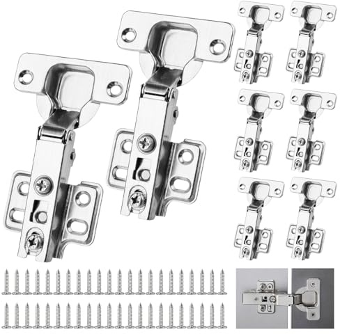 8x Bisagra para Muebles 110° Bisagras de Armario Bisagras puertas Madera Bisagras cocina con muelle 48x tornillos, Amortiguador para Puertas Armario Cocina