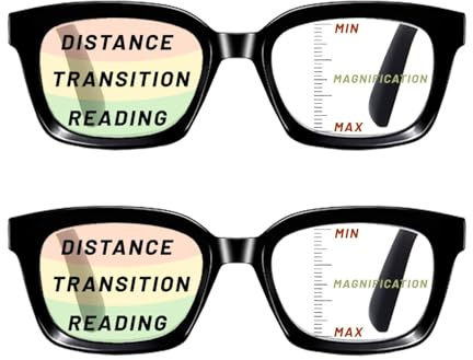 Viseng 2 Pack Progressive Multifokale Lesebrille mit Photochrome Sonnenbrille Anti-BlaulichtKlassische schwarze Lesebrille für Herren Damen Übergroße Brillen 1.0