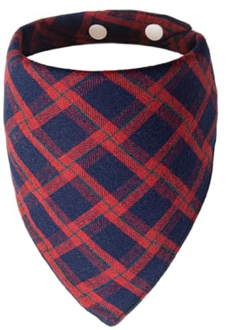 ICEMOOD Hundebandana Klassisches Karo Halstuch für Welpen mit verstellbarem Druckknopf, weicher atmungsaktiver Stoff, waschbares Halsaccessoire für Hunde, 3–15 kg, Marineblau Karo