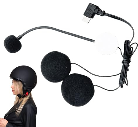 Bkljkf Haut-Parleur pour Casque De Moto | Écouteurs Moto | Casque Audio HD Étanche Demi-Visage avec Réduction De Bruit Et Connecteur Type-C pour Podcast Sport Studio