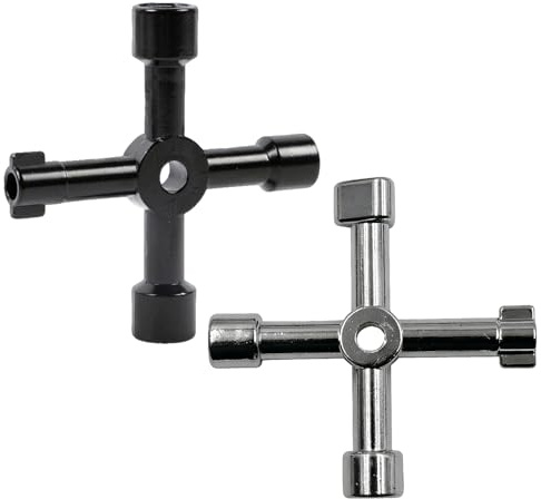 Verazquy 2Pcs 4 Way Universal Cross Key – Multi-Functional Gas Meter Utility Key for Meter Boxes, Radiator Valves, Control Cabinets.