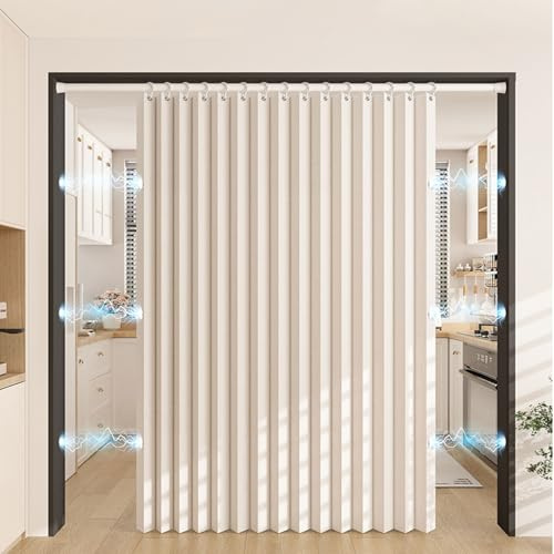 Tenda Pieghevoli per Porta Interna, Tende Magnetica a Soffietto da Interno Oscuranti, Tende Pieghevoli a Fisarmonica per Armadi Senza Porta con Asta Telescopica