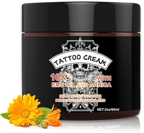 Tat-too Nu/mibing Cream, Tattoo Cream with Emu Oil & Arnica, Tattoo Aftercare Moisturising Balm for Dry Skin, Skin Soothing Cream for Promote he/aling & Color Protect, 60ml