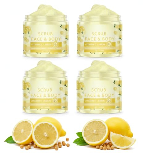 Körper- und Gesichtspeeling, tiefenwirksam feuchtigkeitsspendendes sanft peelendes Peeling, Vitamin-C-Creme für intensive Feuchtigkeitspflege Peeling, Zitronenpeeling für Körper und Gesicht (4PCS)
