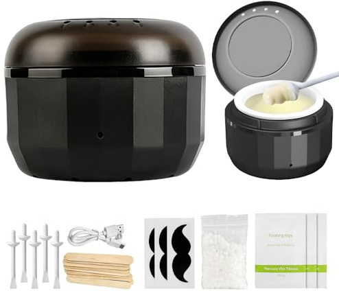 XPJBKC Nasenhaarentferner Nasenhaar Wachs, Nasenwachs Männer Frauen, Tragbarer Nase Waxing Set mit Mini Wax Maschine, Wax, Nasenwachs Stäbchen, USB-Schnellwärmung, Ohr Augenbrauen Nasenhaare Entfernen