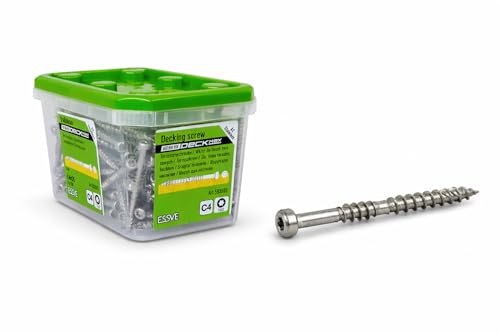 ESSVE ESSDECK MAX - Tornillos para terraza (acero inoxidable, A2, 4,8 x 55 mm, TX20, para madera y terrazas, autoperforantes, cabeza cilíndrica, inoxidable, 1000 unidades)