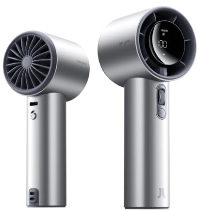 JISULIFE Handheld Fan Pro1S - Next-Gen Airflow: Up to 40h Runtime, Electroplated Body - Luxury Shine, 1-100 Speed Scroll Wheel, 5000mAh-Portable Fan for Travel, Gifts for Women Men(Chrome Silver)