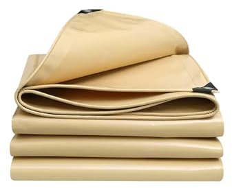 Toldo Impermeable Exterior,PVC, Resistente a la Intemperie, Lona Impermeable Exterior, para Muebles de Jardín, Camión, Coche, Piscina, Madera,Beige 3×8m