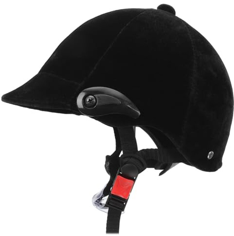 Casco de Equitación Infantil Ajustable, Transpirable, Negro 55-60cm | Polipropileno, Forro Acolchado y Orejeras Desmontables, Ventilación Completa, Niños y Niñas