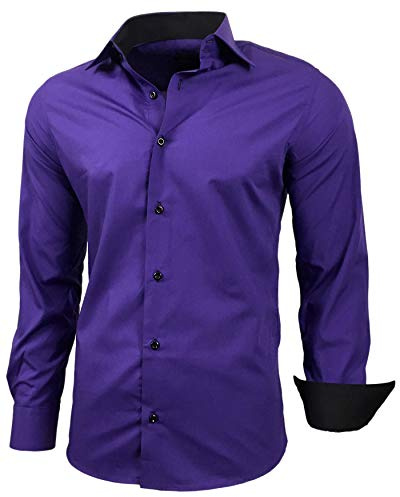 Baxboy R-44, camicia da uomo a maniche lunghe, slim fit, facile da stirare, per lavoro, matrimonio, tempo libero