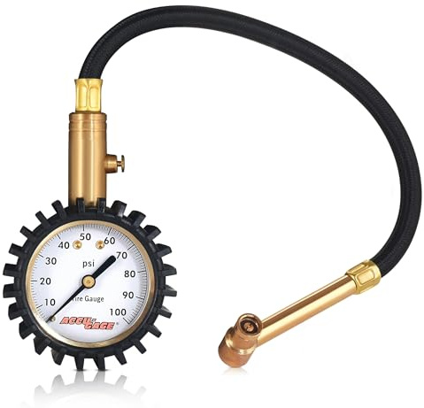 Accu-Gage - Medidor de presión de neumáticos profesional con protector de goma, 100 psi