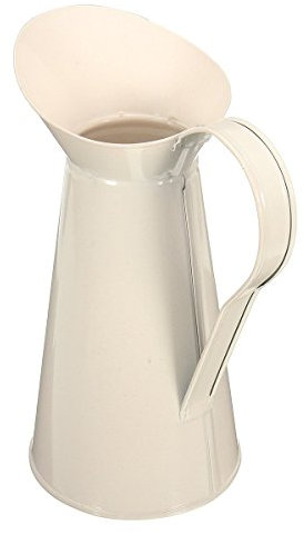 PANGUN Blanc Vintage Shabby Chic Crème Vase Émail Pichet Cruche Pot Haut Mariage Metal Decor