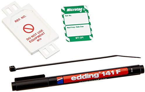 Scafftag by Brady Microtag Kit – Compact Equipment Inspection Tags Next Inspection Date Due, Includes 20 Holders, 20 Double-Sided Inserts, and Pen for Workplace Safety Compliance – White on Green