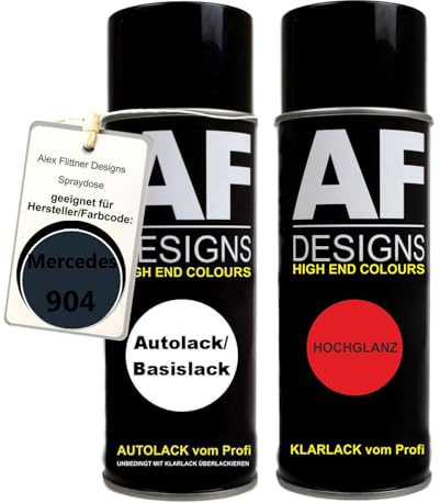 Alex Flittner Designs Autolack Spraydose für Mercedes/Daimler Benz 904 Dunkelblau Basislack Klarlack Sprühdose 400ml