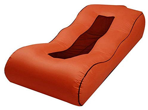 QIROG Im Freien faul aufblasbares Bett Luft Sofa Schlafsack im Freien Strand Luft Sofa-Orange_120 * 60 * 30CM