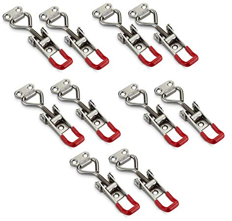 SOTECH Juego de 10x Abrazadera de palanca cierre de tensión Cerradura | para caja M5 Fuerza de sujeción 165 kg acero inoxidable SS304 rápido ajustable