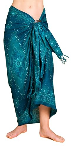 PANASIAM Sarong Tuch - Gr. L-XXL Pareo Tuch Peacock - für Damen & Herren | Lunghi, weiche Viskose, als leichter Strandrock, Wickelkleid, Strandtuch, Bikini Cover-up oder Wandbehang, Print-Design