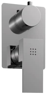 Rubinetto per il Bagno Miscelatore per Doccia Ad Incasso Con Deviatore Interamente in Ottone con Finitura Cromato Design Squadrato Moderno modello Grace