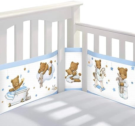 Bettumrandung Babybett,2 Pack Baby Nestchen Bettumrandung,Kopfumrandung Babybett,Atmungsaktive Krippenumrandung,Babybett Atmungsaktiver Kollisionsschutz,Nestchen für Kinderbetten,Babybett Umrandungen