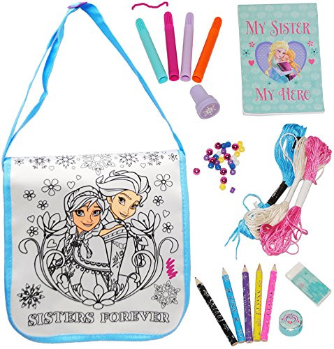alles-meine.de GmbH XXL Bastelset zum Malen & Kreativ Werden - Schmuckbasteln & Bemalen von Tasche - Umhängetasche - Henkeltasche - Tragetasche - die Eiskönigin - Frozen - ab..