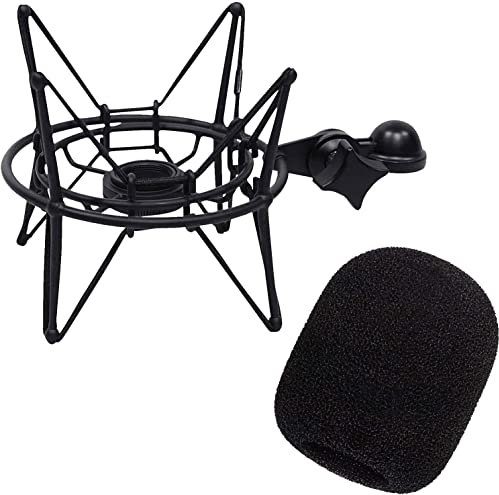 keepdrum WS02 Pop Filter Windschutz + Samson SP04 Black Shockmount Mikrofon-Spinne Schwarz