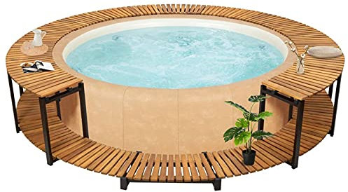Festnight Bordo per Spa, Bordo Vasca Spa, Bordo Piscina, Bordo per Piscina Fuori Terra, 273x53 cm in Legno Massello d'Acacia