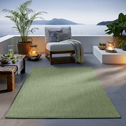 TacaHome Outdoor Teppich I UV-Stabil Für Drinnen und Draußen I Terrasse Balkon Garten Wohnzimmer Badezimmer Küche Flur Läufer | 120 x 160 cm Grün