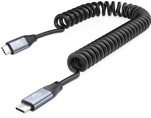 USB C Spiralkabel 100W 1M, Coiled Cable USB C auf USB C 3.2 Gen2 Ladekabel | USB Typ C Kabel Spirale, PD Schnellladekabel 5K/4K Video für iPhone 17/16/15, iPad, MacBook, Galaxy S26 S25, Pixel