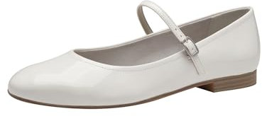 Tamaris Damen Riemchen-Ballerina Vegan; White PATENT/weiß; 40