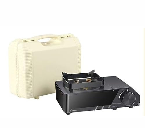PASPRT Fornello a Gas Portatile, fornello a Gas a Fuoco Singolo, 3500 W, Sicurezza migliorata, bruciatore Interamente in Rame, Perfetto per Il Campeggio e Lo Zaino in Spalla (Black)