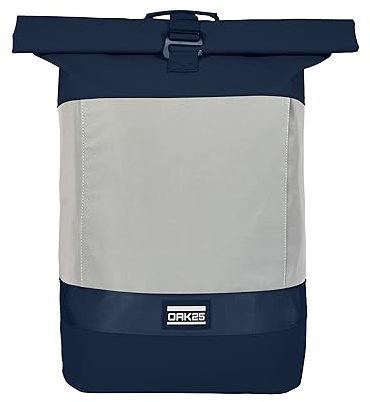 OAK25 Rolltop Rucksack Damen & Herren - Reflective - Reflektierender Fahrradrucksack - Hohe Sichtbarkeit & Sicherheit - Fahrrad Daypack mit Laptop Fach - Wasserabweisend