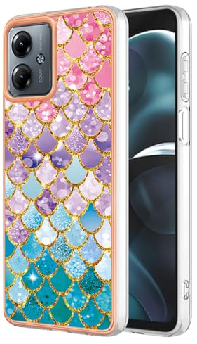 SEAHAI Funda para Motorola Moto G14, Patrones Colores Elegante Delgada a Prueba de Golpes TPU de Goma Suave Carcasa de Silicona Colorida - Escama Color