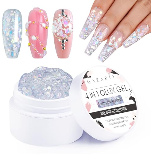 Makartt 3D Gel Nail Art - 4 in 1 Flux Solid Builder Nail Gel Nagelkleber für Extension Acrylnägel Weiche Gelnägel 3D Nagelskulptur Gels UV/LED Nagellampe Erforderlich Klar Lamp Required 15ml