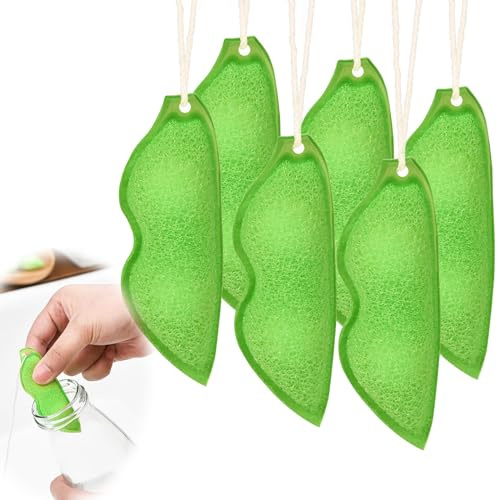 Kotkiddy® 6 esponjas de limpieza para botellas en forma de guisante, esponjas mágicas de cocina