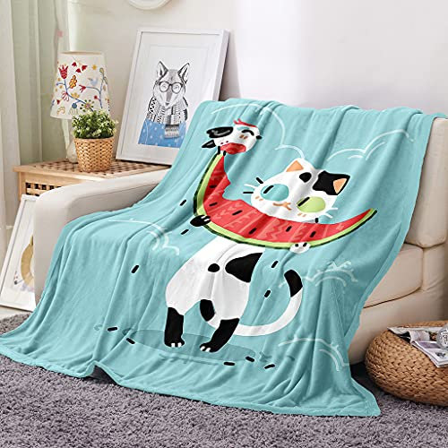 EHOMERY Manta Sofa Algodon Cobija Grande Mantas Sofa Etnicas Frazada Cama Verano Gato Paisaje Manta De Otoño Mantas Decorativas Suaves Y Cómodas Azul 130x100cm