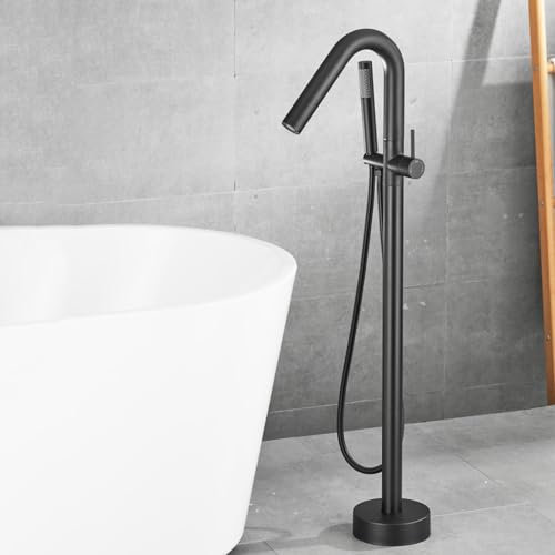 XJTNLB Badewannenarmatur Badewanne Freistehend Armatur Duscharmatur mit Schlauch Armatur Dusche Set Einhebelmischer Dusche Aus Messing,Schwarz,A