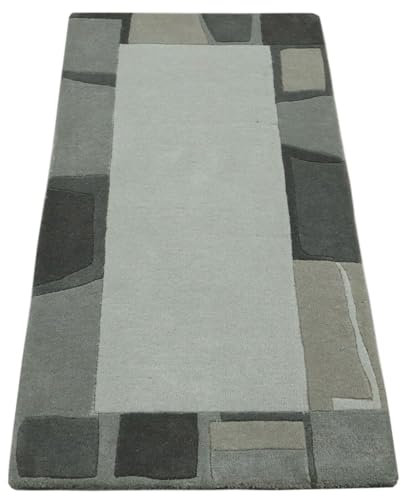 Gabbeh Teppich 100% Wolle 70X140 cm Handarbeit Grau Handgetuftet T1006