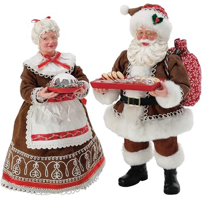 Department 56 Possible Dreams Christmas Traditions Santa and Mrs. Claus Sugar and Spice Figurine Set, 10.5 Inch, Multicolor