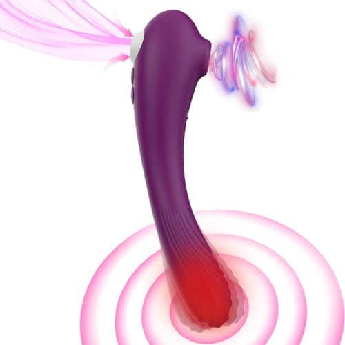 Giocattolo sessuale con curve flessibili del vibratore del clitoride per coppie o gioco da solista e stimolazione del punto G,10 aspirazioni e 10 vibrazioni,giocattolo sessuale riscaldante in silicone