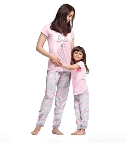 Barbie Schlaf-Set für Mädchen, mit Hemd und Hose, für kleine Kinder bis Erwachsene (Größe 4 - L), Damen, Pink Camo, L