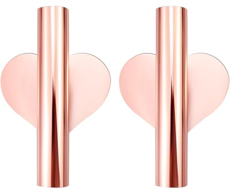 Chinflly Self-Adhesive Wall Vase for Dried Flowers, Rose Gold Heart, 2Pcs