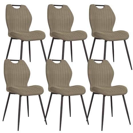 JIJIAN Set di 6 Sedie Sala da Pranzo, Sedie da Cucina, Sedia imbottita,Sedia da Soggiorno, Schienale in Tessuto e Gambe in Metallo, Ideale per Sale da Pranzo, Cucine e Soggiorni, Cachi